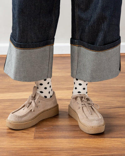 Luxe Cotton Socks - Polka Dot Black/Ecru
