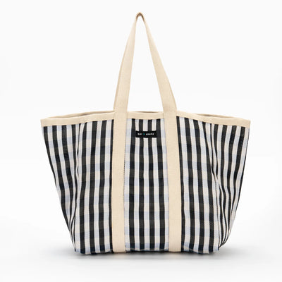 Large Shopper Bag - Black & White Stripe