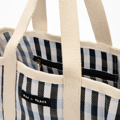 Large Shopper Bag - Black & White Stripe