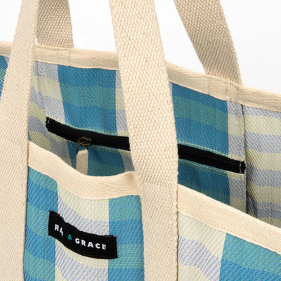 Large Shopper Bag - Sky Blue/Ecru