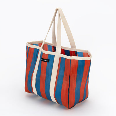 Large Shopper Bag - Navy & Orange