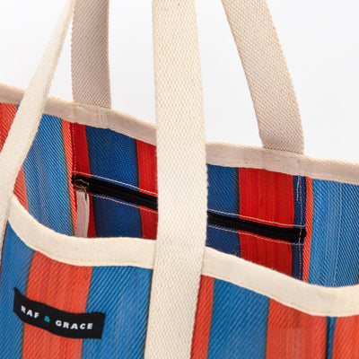 Large Shopper Bag - Navy & Orange