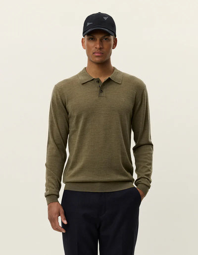 Greyson Merino Polo Knit -Military Olive