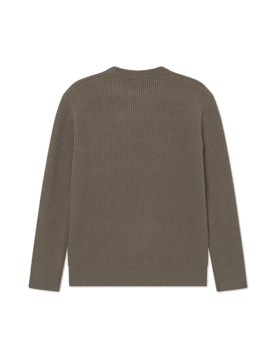 Eddie Wool Rib Crewneck Knit - Teak Brown