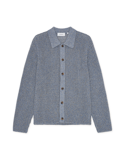 Gerald LS Knitted Shirt - Dark Denim Blue