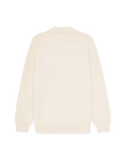 Billy Weave Knitted LS Polo - Light Ivory