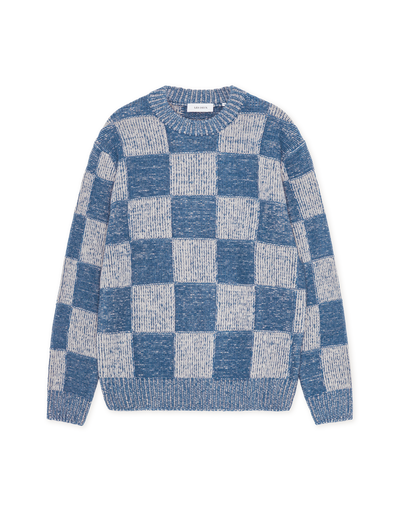 Check Knit - Dark Denim Blue
