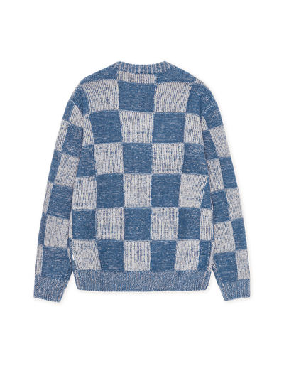 Check Knit - Dark Denim Blue