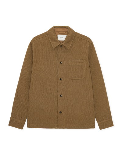 Twill Wool Overshirt - Rubber Brown