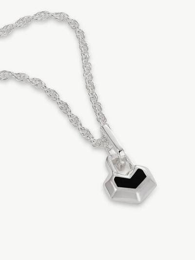 Mini Daryl Necklace 22'' Chain - Sterling Silver/ Onyx