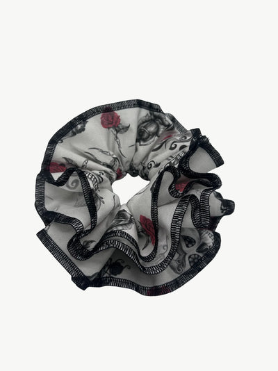 Azaria Scrunchie - Red Rose & Black Skull