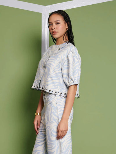 Serena Zebra Top - Baby Blue
