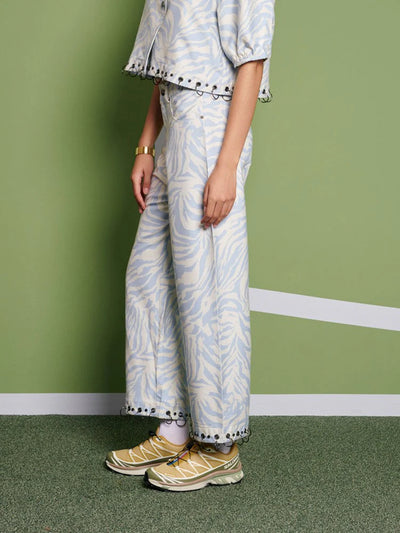 Serena Zebra Trousers - Baby Blue