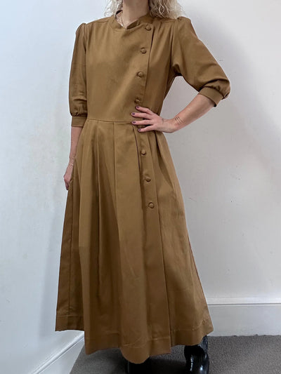 'NO MORE NOBODY' - Talitha Midi Dress Organic Cotton - Ochre