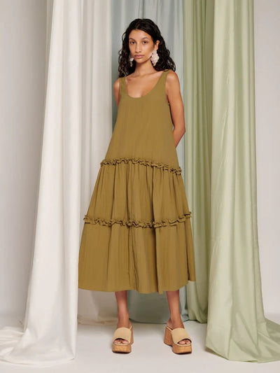 Yala Midi Dress - Peat Moss