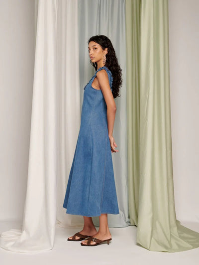 Irene Midi Dress - Indigo Blue