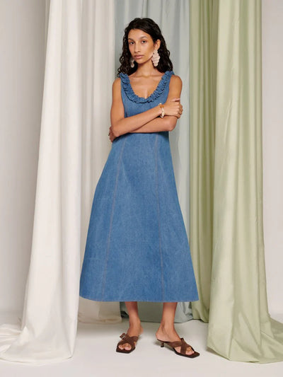 Irene Midi Dress - Indigo Blue