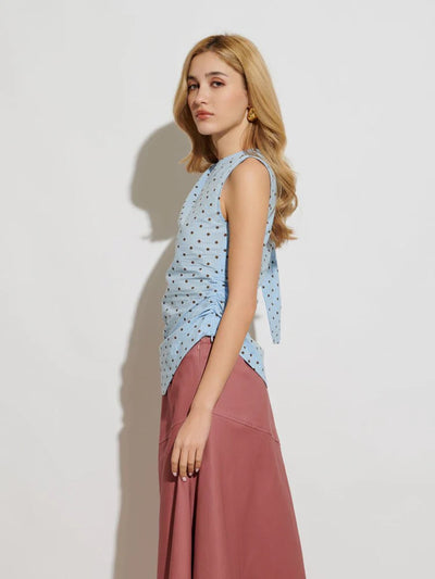 Farah Polka Dot Top - Baby Blue