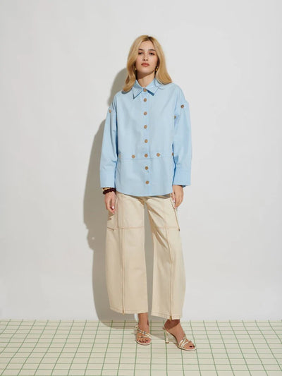 Lizzie Buttoned Shirt - Baby Blue