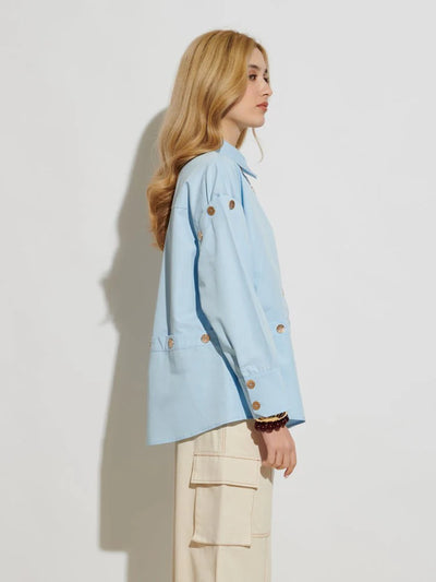 Lizzie Buttoned Shirt - Baby Blue