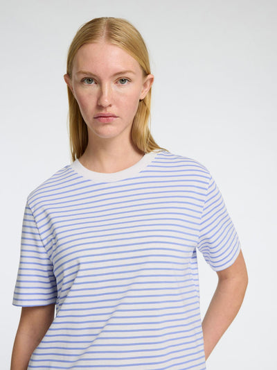 Essential Boxy Tee - Cornflower Blue Stripes