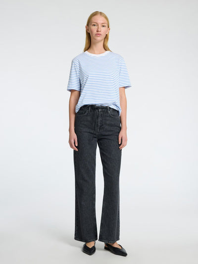 Essential Boxy Tee - Cornflower Blue Stripes