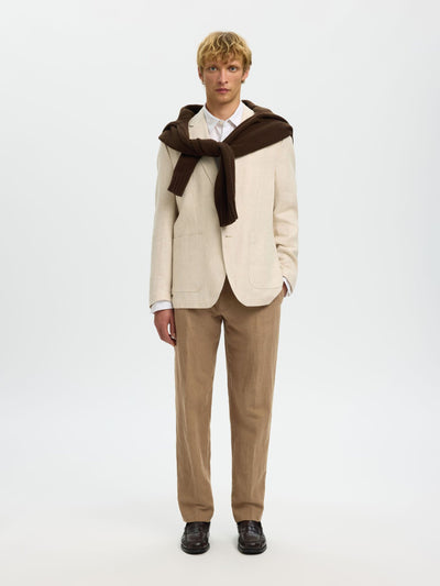 196-Straight Leroy Linen Blend Pant - Caribou