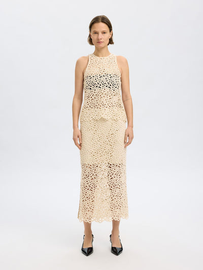 Alima Midi Crotchet Skirt - Sandshell