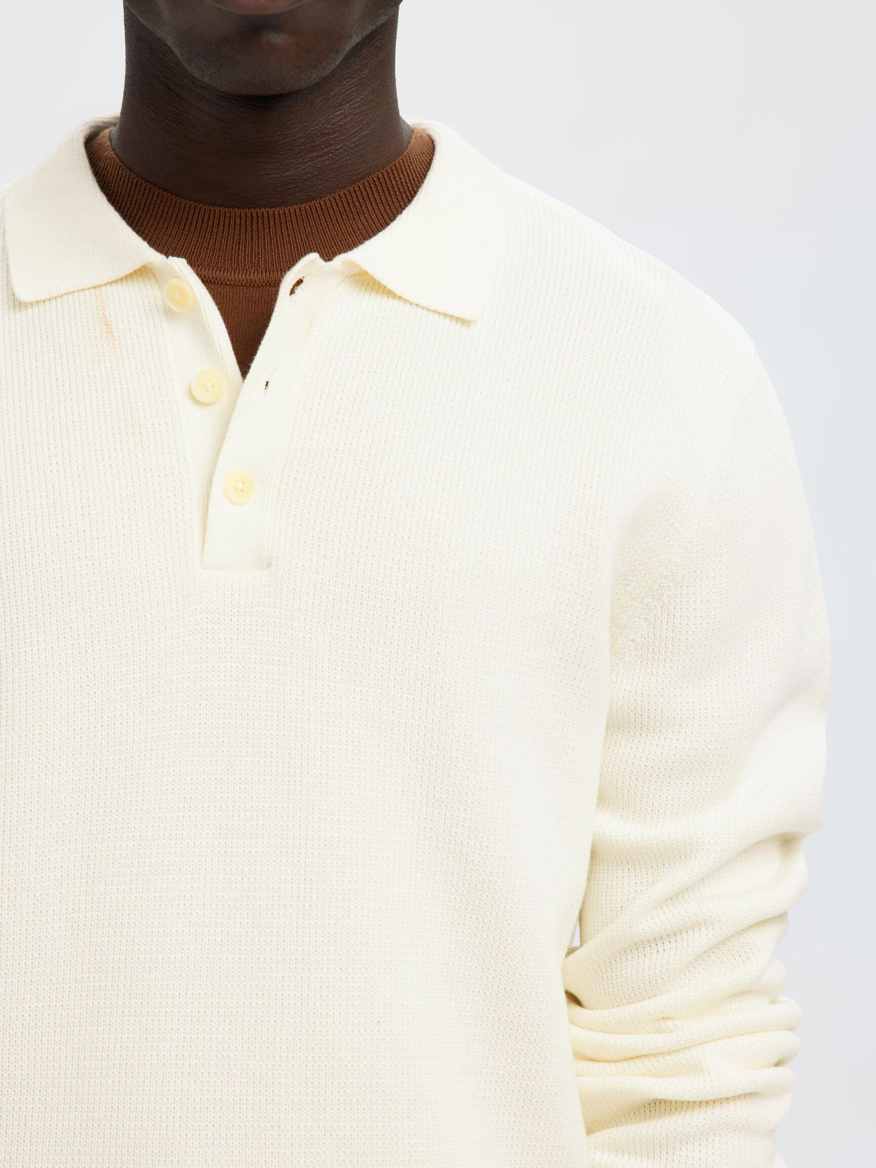 Dane Knit Structure Polo - Egret