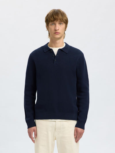 Dane Knit Structure Polo - Sky Captain