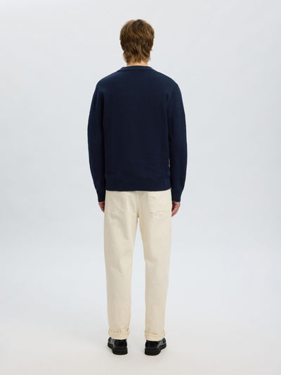 Dane Knit Structure Polo - Sky Captain