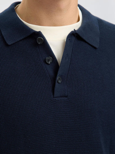 Dane Knit Structure Polo - Sky Captain