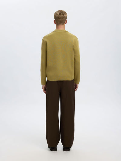 Mike Light Knit Full Zip Cardigan - Dried Herb