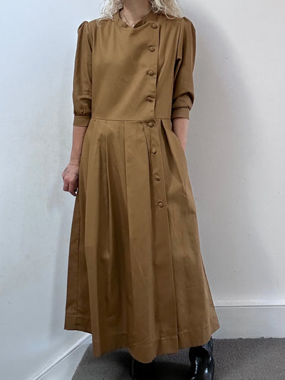 'NO MORE NOBODY' - Talitha Midi Dress Organic Cotton - Ochre