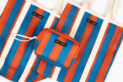 Large Shopper Bag - Navy & Orange