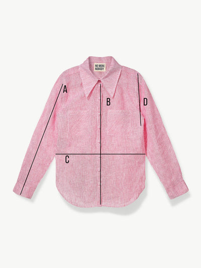 'NO MORE NOBODY' - Rene Sharp Collar Shirt Organic Linen - Red