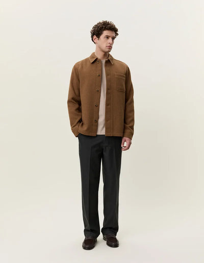 Twill Wool Overshirt - Rubber Brown