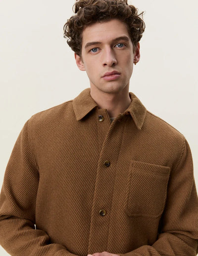 Twill Wool Overshirt - Rubber Brown
