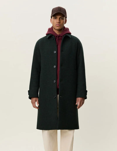 Solid Wool Coat - Rosin Green