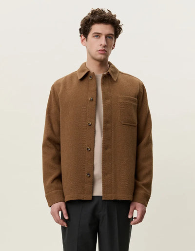 Twill Wool Overshirt - Rubber Brown