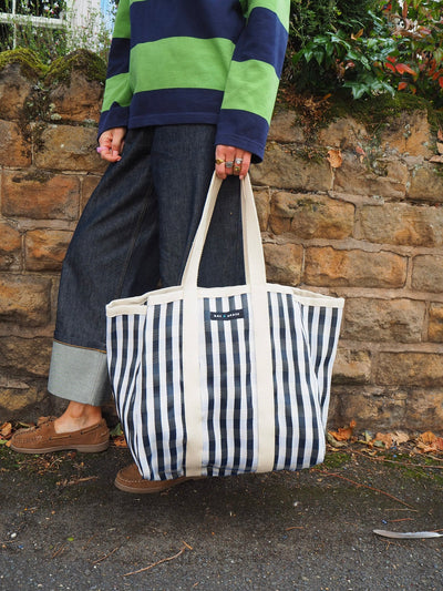 Large Shopper Bag - Black & White Stripe