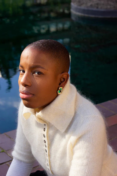 Arch Window Studs - Gold & Green