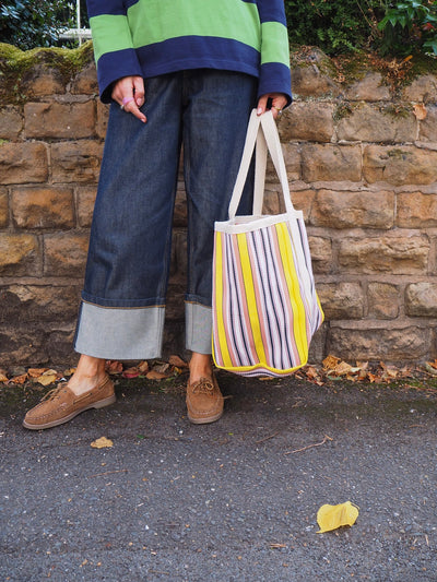 Large Shopper Bag - Pale Pink, Yellow & Black
