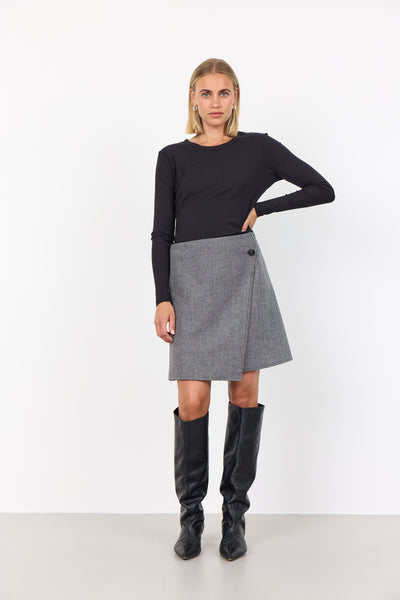 Ikki 1 Skirt - Black Herringbone