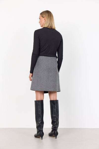 Ikki 1 Skirt - Black Herringbone