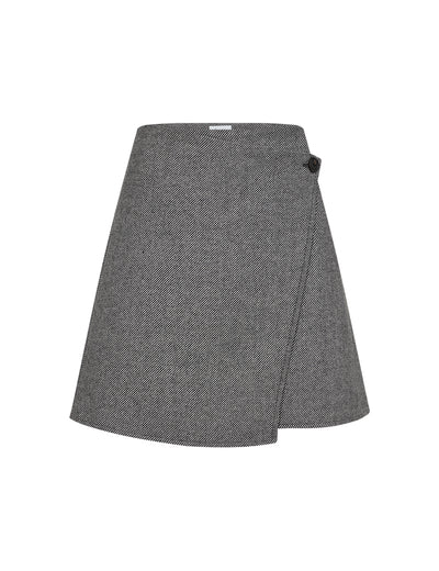 Ikki 1 Skirt - Black Herringbone