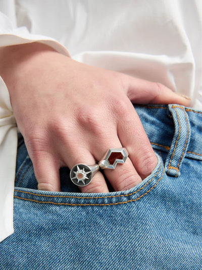 Astrid Ring - Sterling Silver/ Pink Rhodochrosite1