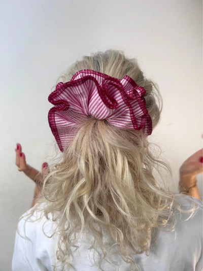 Azaria Scrunchie - Red Stripe/ Red Trim