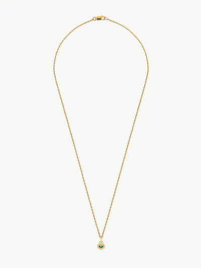 Mini Daryl Necklace 22'' Chain - Gold/ Green Malachite