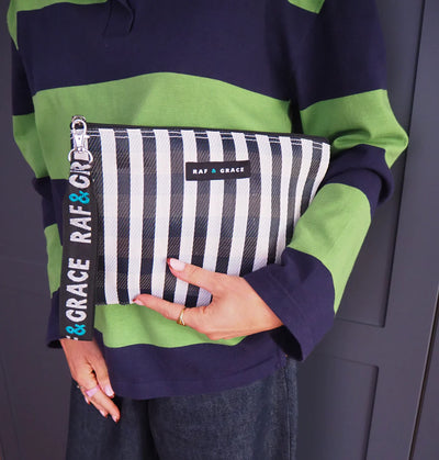 Small Pouch - Black/ White Stripe